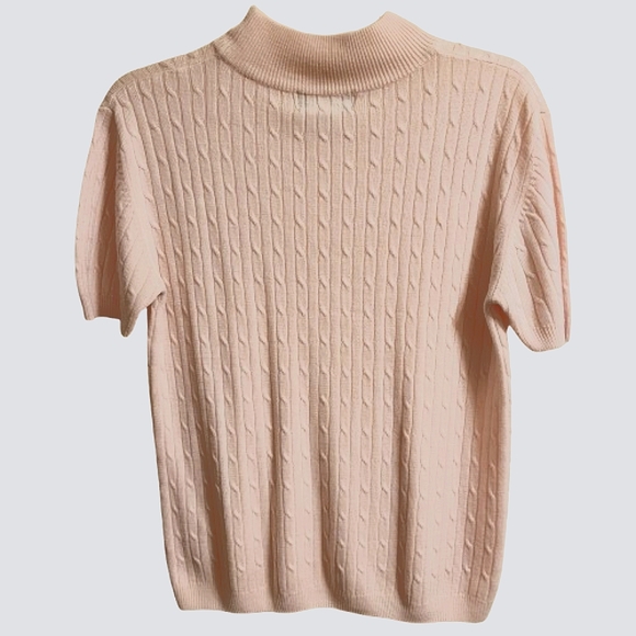 Harve Benard Womens Pink Cable Knit Short Sleeve Light Sweater Size Medium - Picture 2 of 15